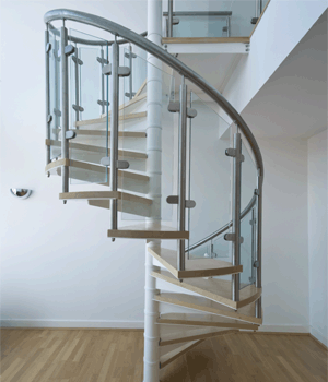 Spiral Steel Stair with Stainless Steel and Glass Balustrade