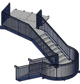 Advance Steel Model forSteel Staircase with Steel Infill Bar Balustrade and Curved Half Landing
