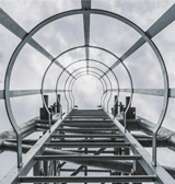 Caged Steel Ladder