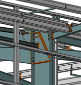 Advance Steel Model Showing Main Portal Frame Connection and Cold Rolled Purlins and Side Rails