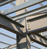 Steel Structure Showing Fin Plate Beam Connections and Cold Rolled Purlins